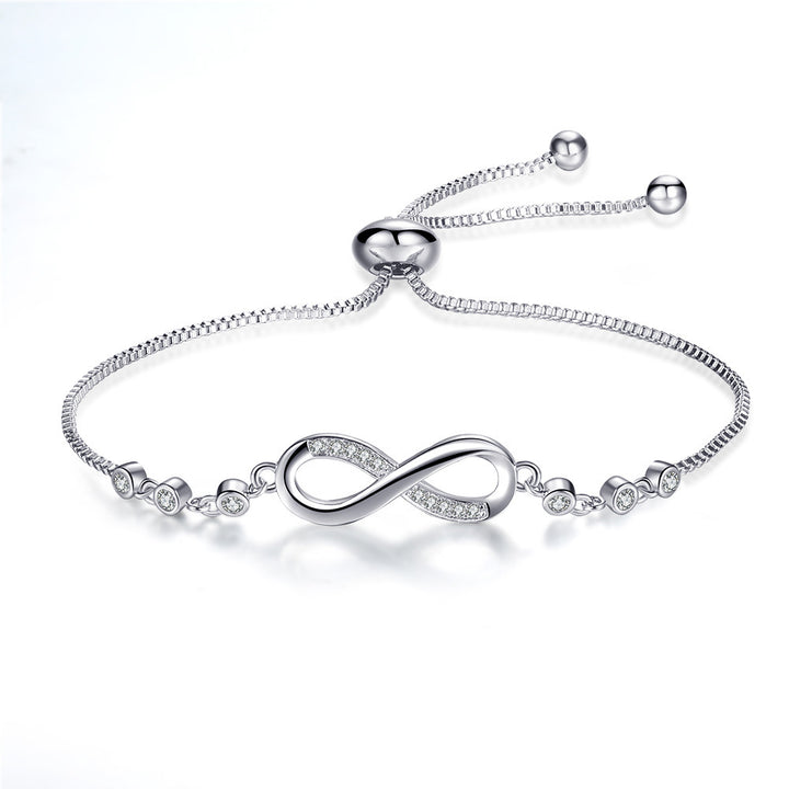 Infinity Symbol Diamond Adjustable Bracelet (3 Colors Delicate Pull-Tie Bangle)