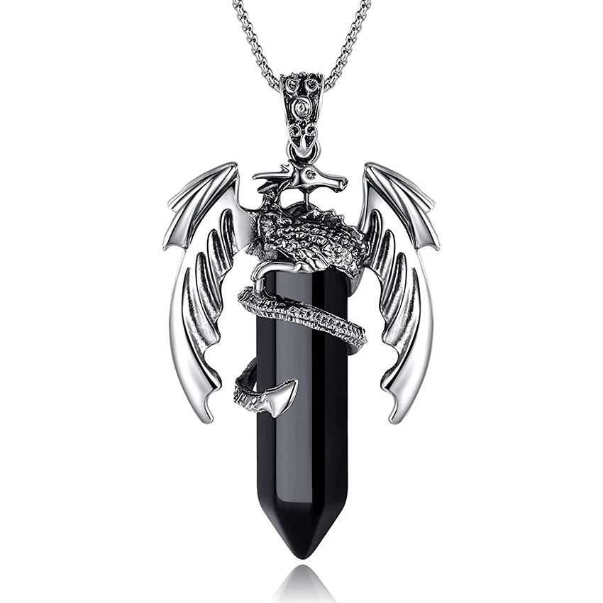 Obsidian Energy Pendant Necklace (Occult Healing Style)