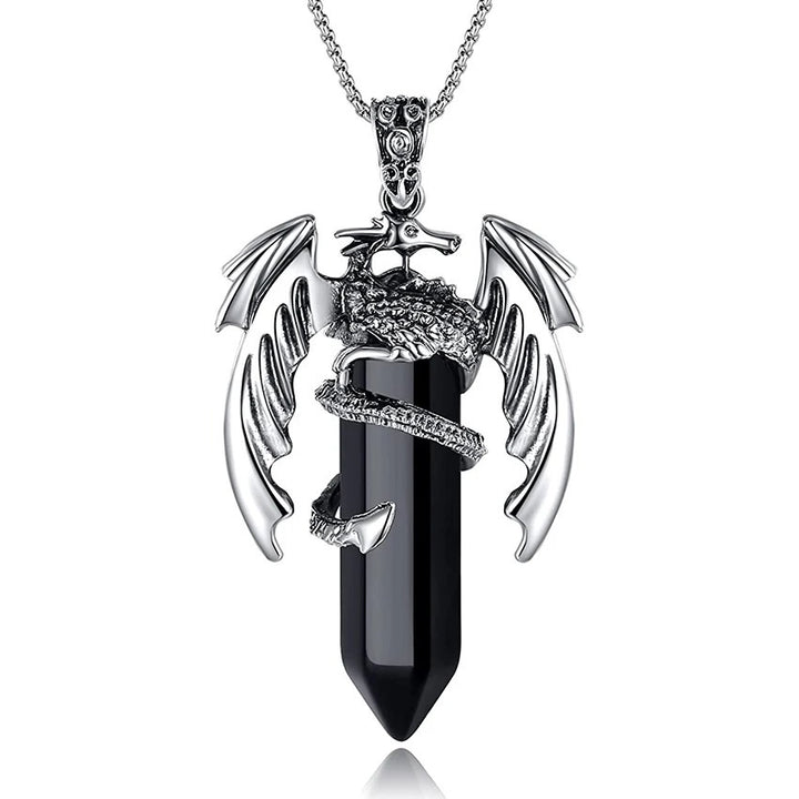 Obsidian Energy Pendant Necklace (Occult Healing Style)
