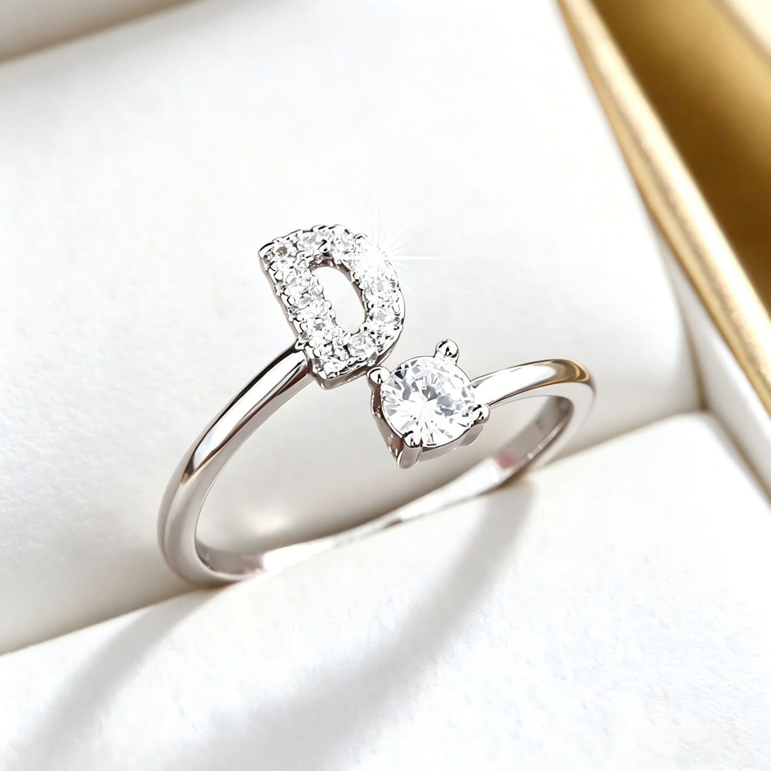 Initial Diamond Open Ring