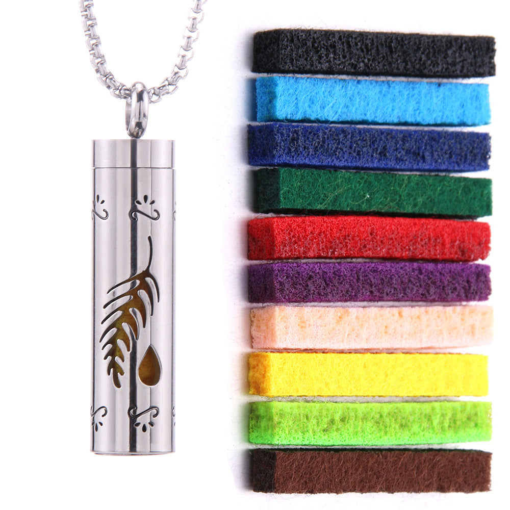 Cylindrical Hollow Aromatherapy Necklace Set (Light Luxury Niche Fragrance Necklace)