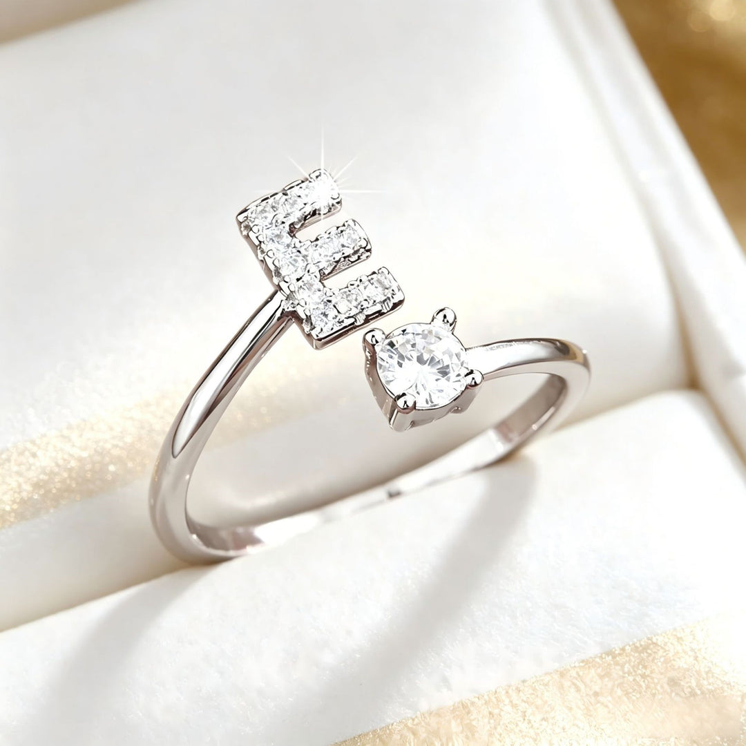 Initial Diamond Open Ring