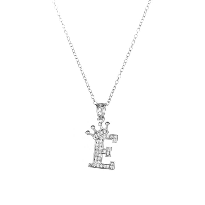 Crown Paved Diamond Initial Letter Necklace, 14K Gold Plated Personalized Dainty Chain, A-Z Available