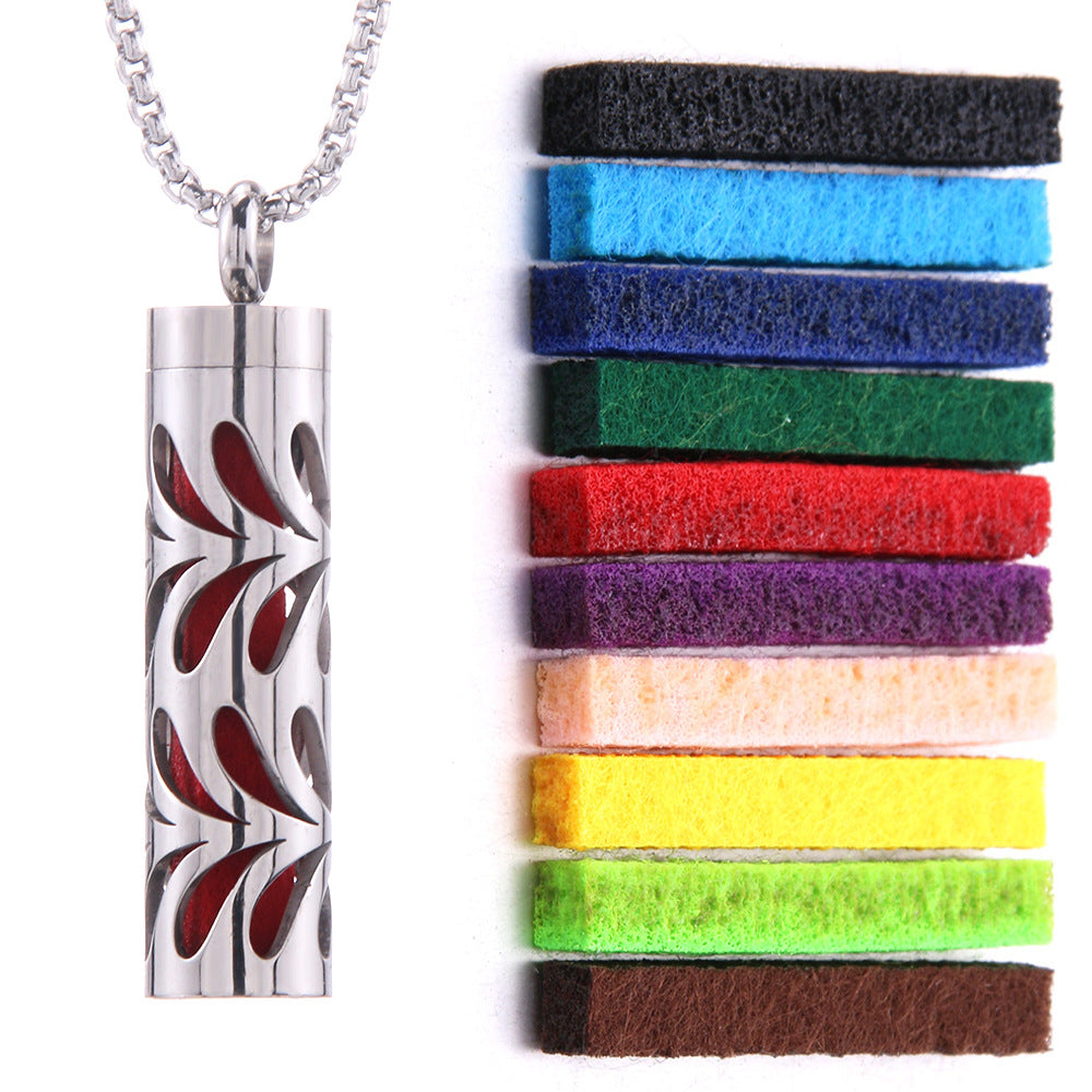Cylindrical Hollow Aromatherapy Necklace Set (Light Luxury Niche Fragrance Necklace)