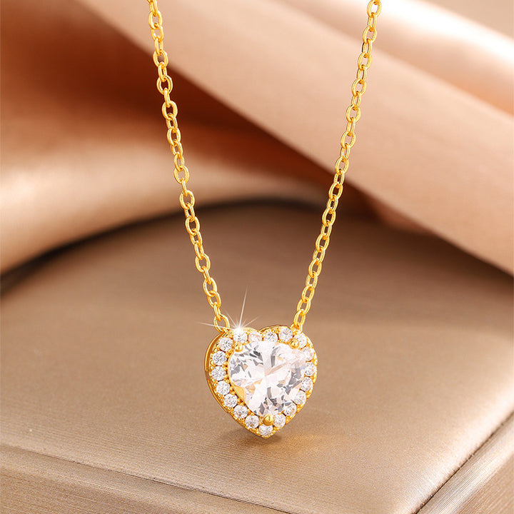 Heart Halo Diamond S925 Silver Necklace