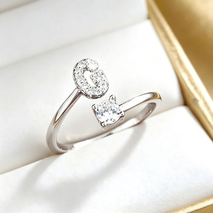 Initial Diamond Open Ring