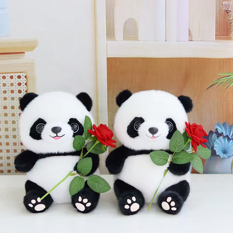 Bamboo Holding Panda Plush Doll, Cute Panda Keychain Kids Stuffed Toy Holiday Gift