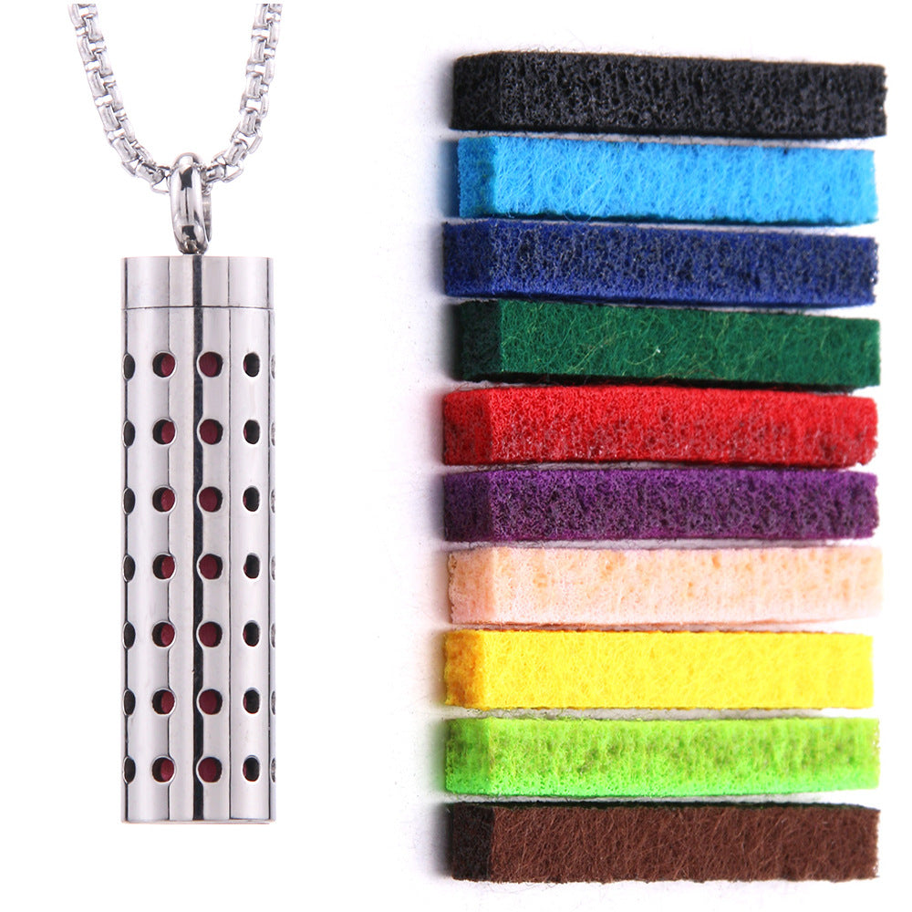 Cylindrical Hollow Aromatherapy Necklace Set (Light Luxury Niche Fragrance Necklace)