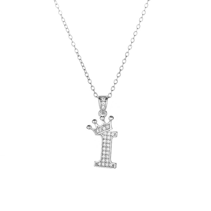 Crown Paved Diamond Initial Letter Necklace, 14K Gold Plated Personalized Dainty Chain, A-Z Available