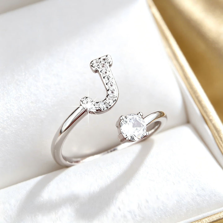 Initial Diamond Open Ring