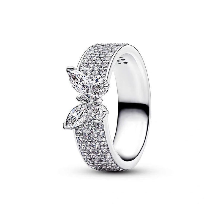 Pave Diamond Butterfly Wing Ring (Light Luxury Niche Vivid Band)