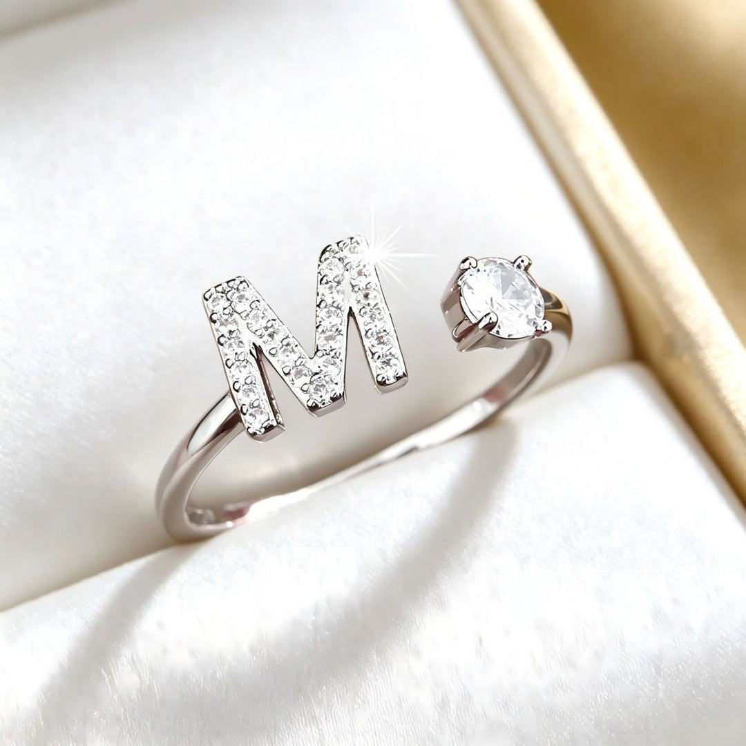 Initial Diamond Open Ring