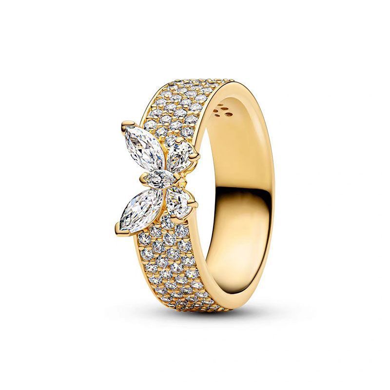 Pave Diamond Butterfly Wing Ring (Light Luxury Niche Vivid Band)