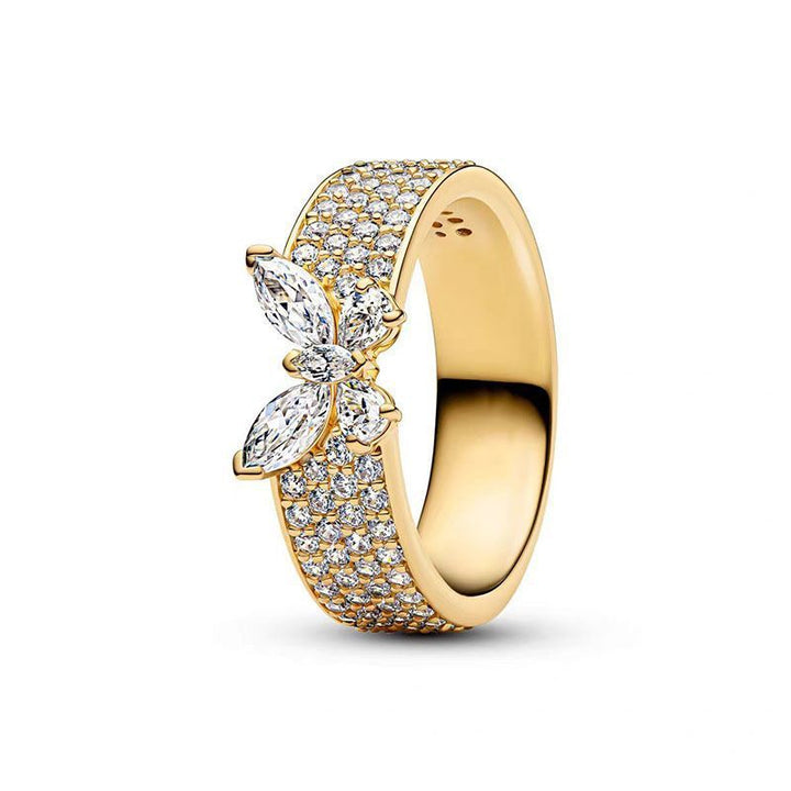 Pave Diamond Butterfly Wing Ring (Light Luxury Niche Vivid Band)