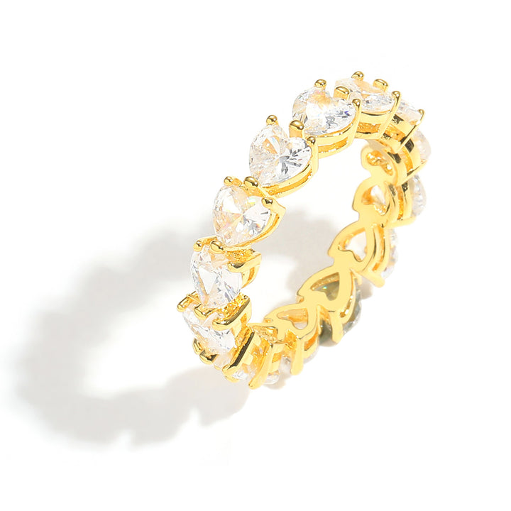 Full‑Eternity Heart‑Cut Band Ring, Multi‑Color & Metal‑Tone Options