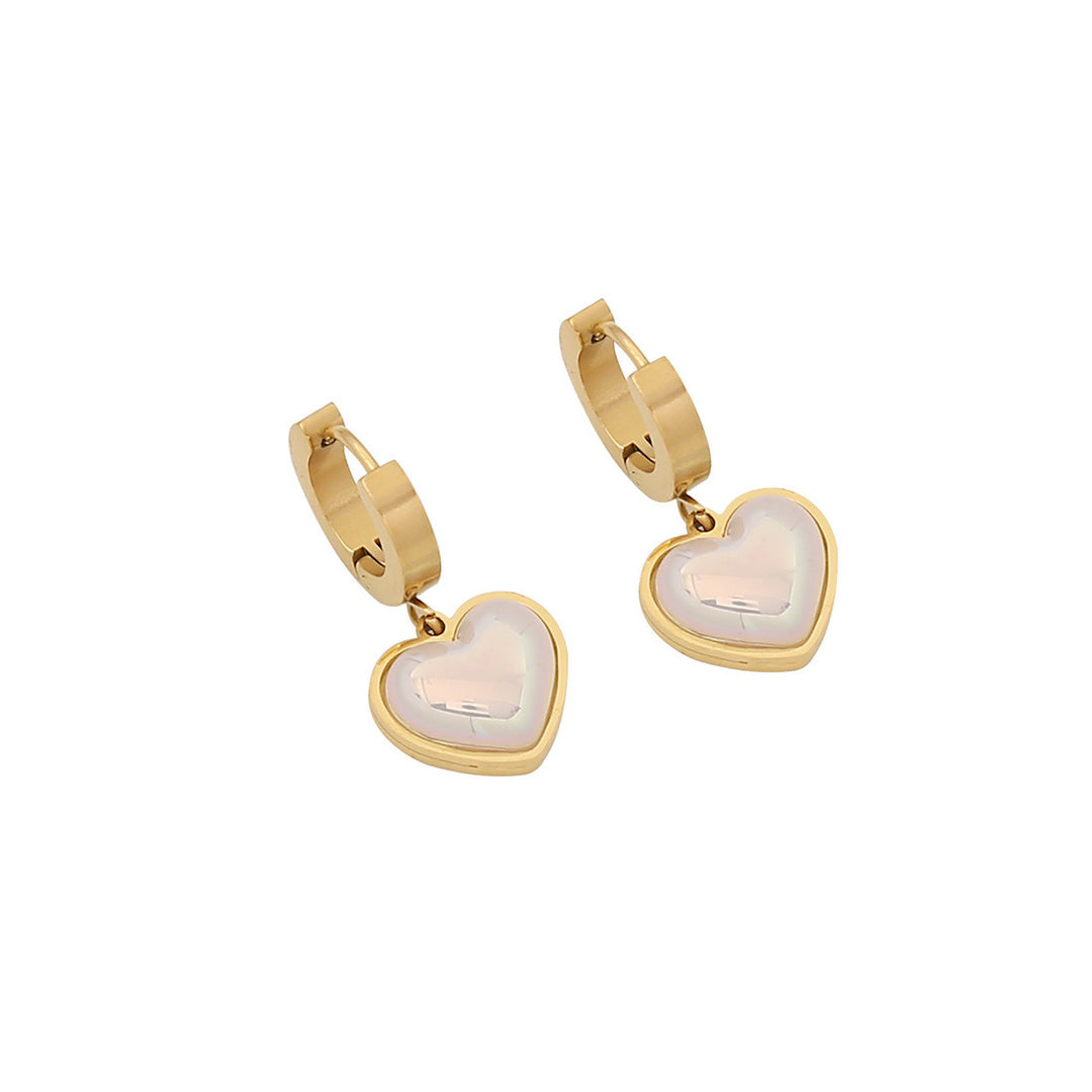 White Mother-of-Pearl Heart Cuban Link Necklace & Earring Set (Vintage Luxury Style)