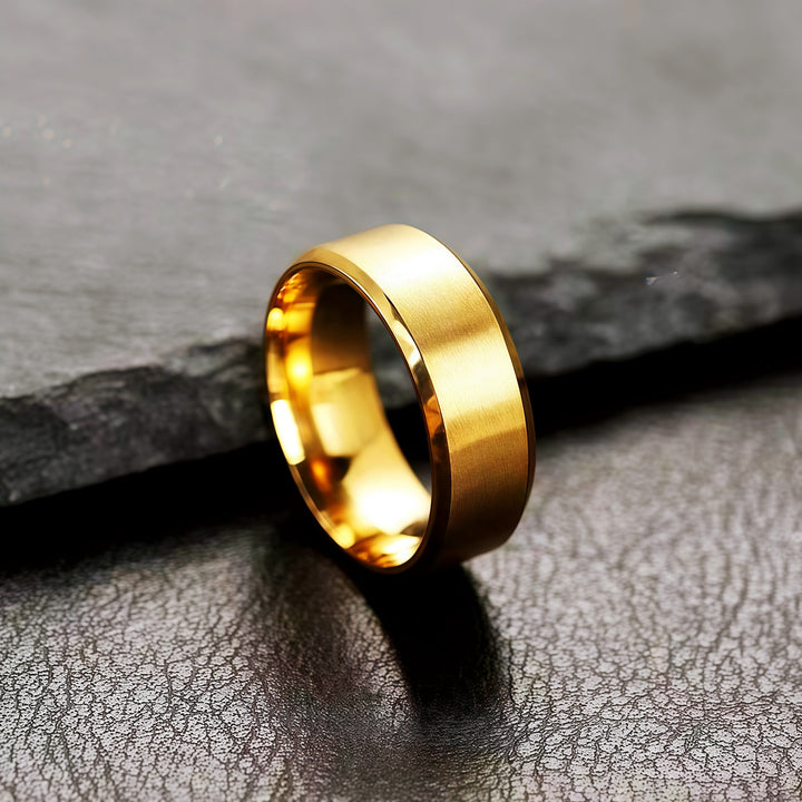8mm Brushed Beveled Titanium Steel Band Ring, Multi-Color Minimalist Unisex Plain Ring for Men & Women