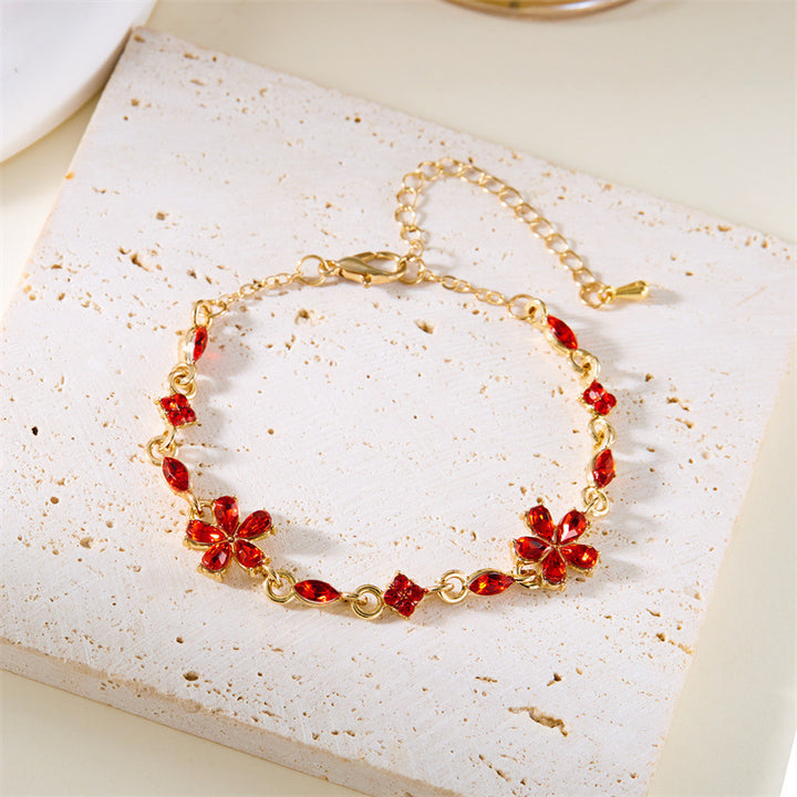 Multi-Color Diamond Flower Adjustable Bracelet (4 Colors Luxury Women's Chain)