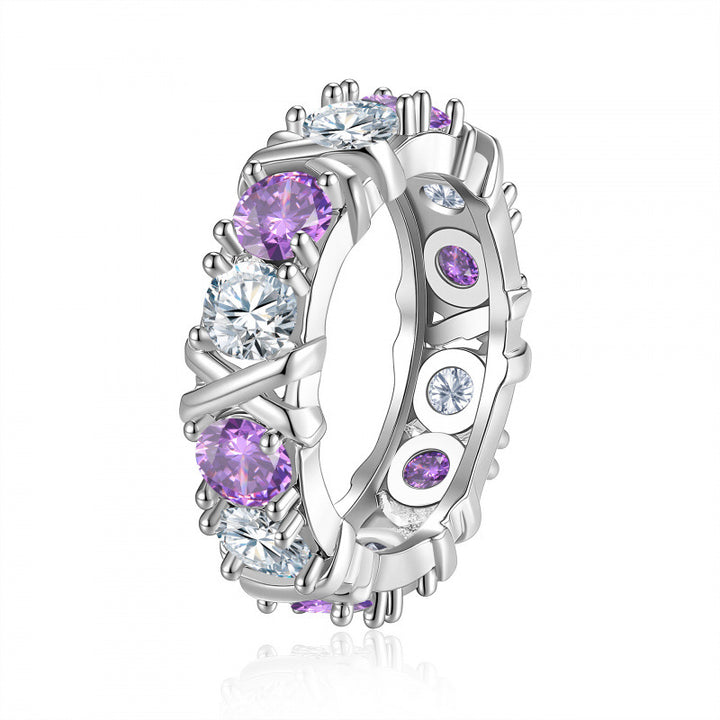 Cross Diamond Eternity Band Ring (3 Colors Luxury Women's Ring)