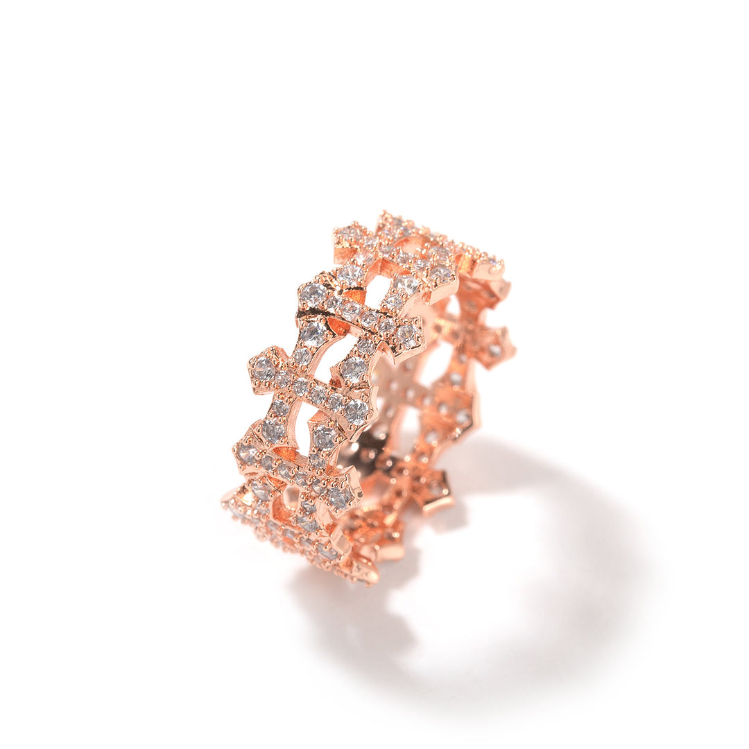 Openwork Cross Diamond Eternity Ring (3 Colors Delicate Luxury Statement Band)