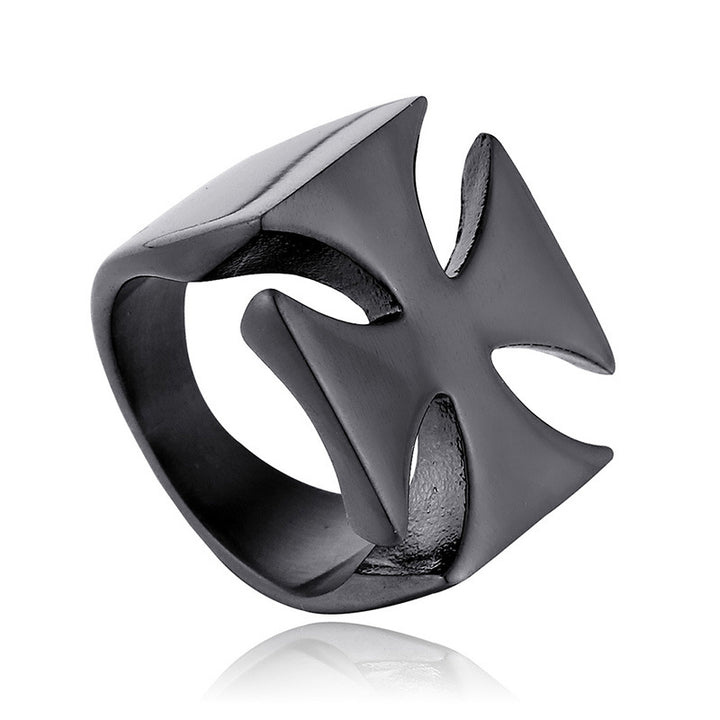 Minimalist 3D Maltese Cross Hollow Wide Ring, S925 Silver Gold/Silver/Black 3 Colors Unisex Street Band