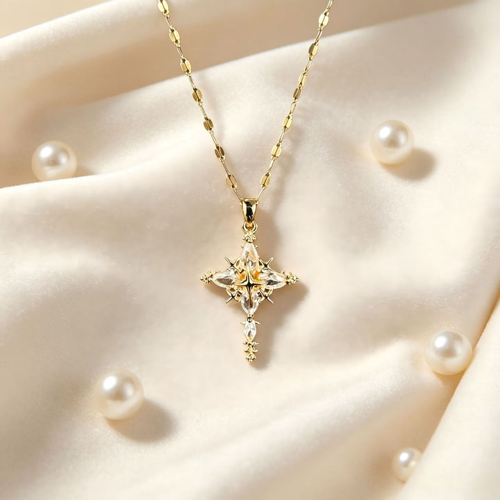 Star Cross Diamond Pendant Necklace