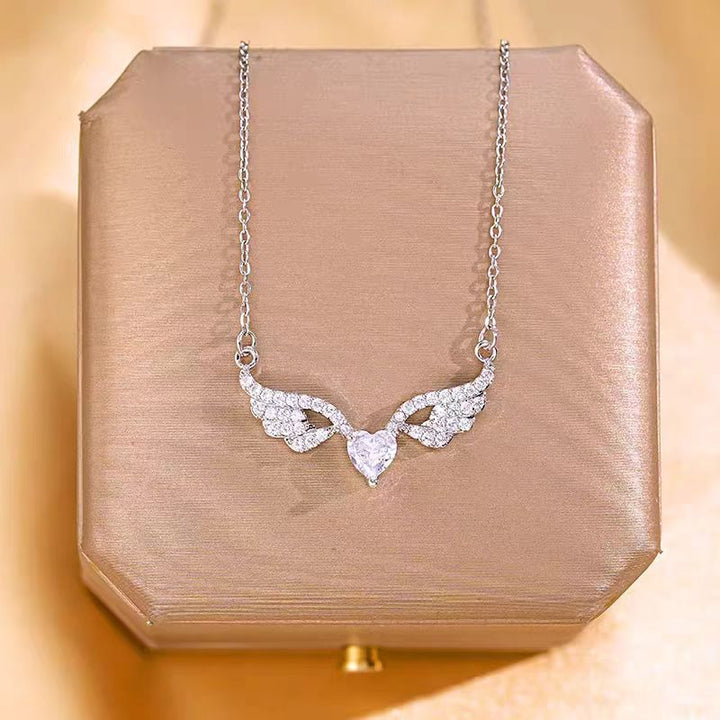 Angel Wings Heart diamond Necklace (Multi-Color Delicate Romantic Pendant)