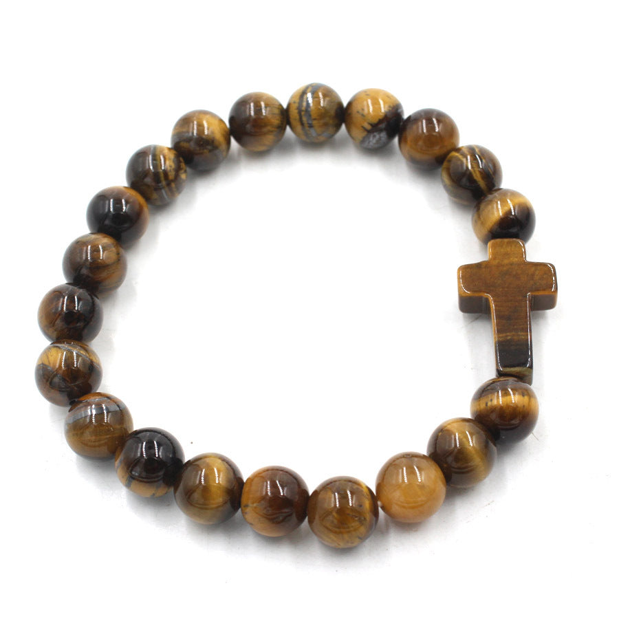 Natural Crystal Cross Energy Bracelet (Faith & Protection Fortune Style)