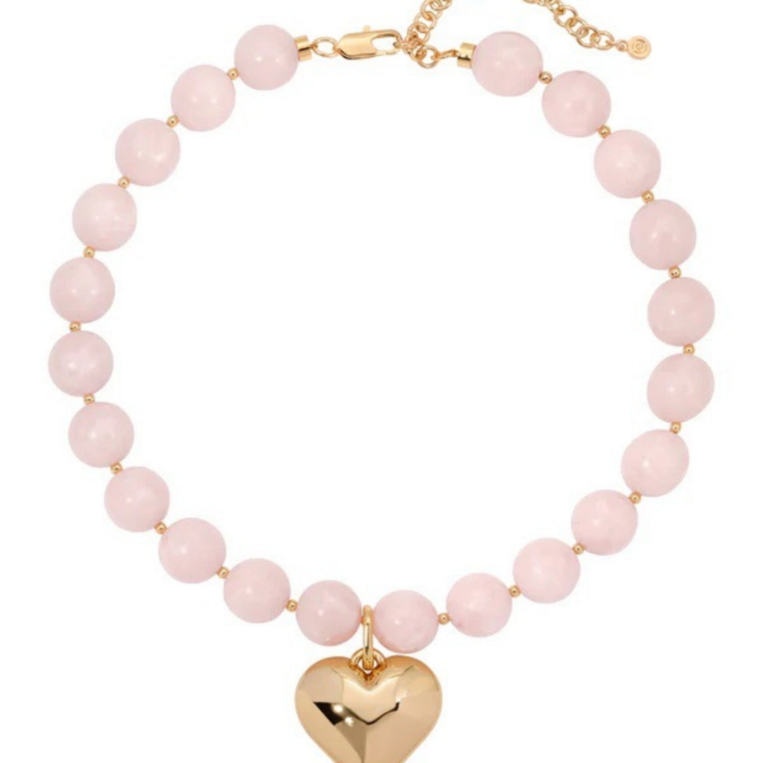 Turquoise Beaded Necklace & Bracelet with Heart Pendant (Bohemian Luxury Vacation Jewelry)