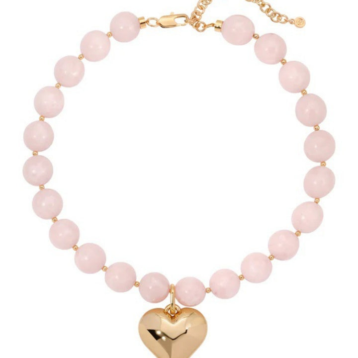 Turquoise Beaded Necklace & Bracelet with Heart Pendant (Bohemian Luxury Vacation Jewelry)