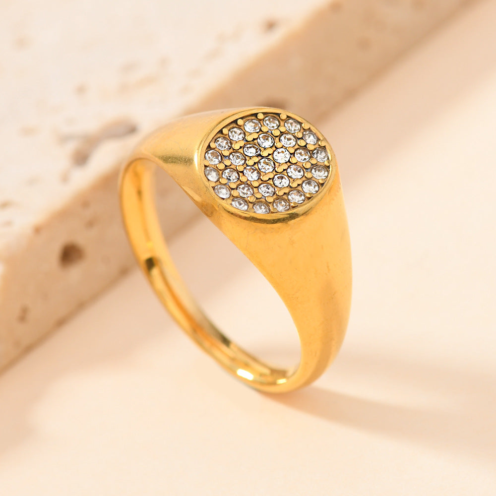 Pavé Diamond Signet S925 silver Ring, Heart/Hexagon/Oval/Teardrop Multiple Styles 18K Gold Plated Wide Band Unisex Statement Ring