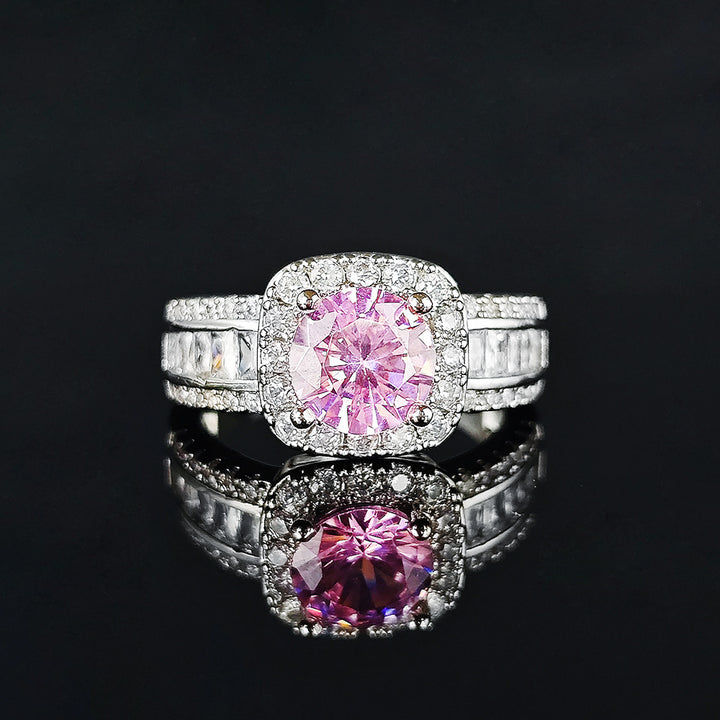 Cushion Halo Baguette Diamond Ring (Luxury Statement Engagement Band)