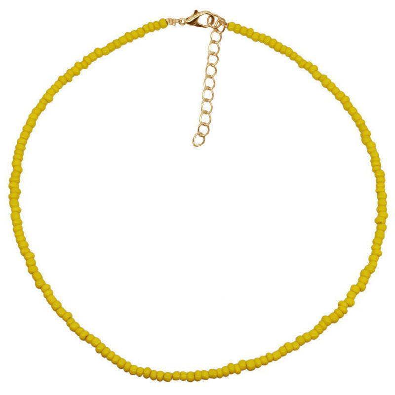 Macaron Frosted Mini Bead Choker, Multi-Color Simple Adjustable Thin Beaded Clavicle Necklace
