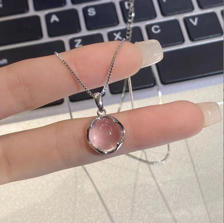 S925 Silver Scalloped Round‑Stone Choker Necklace, Multi‑Gem Pendant