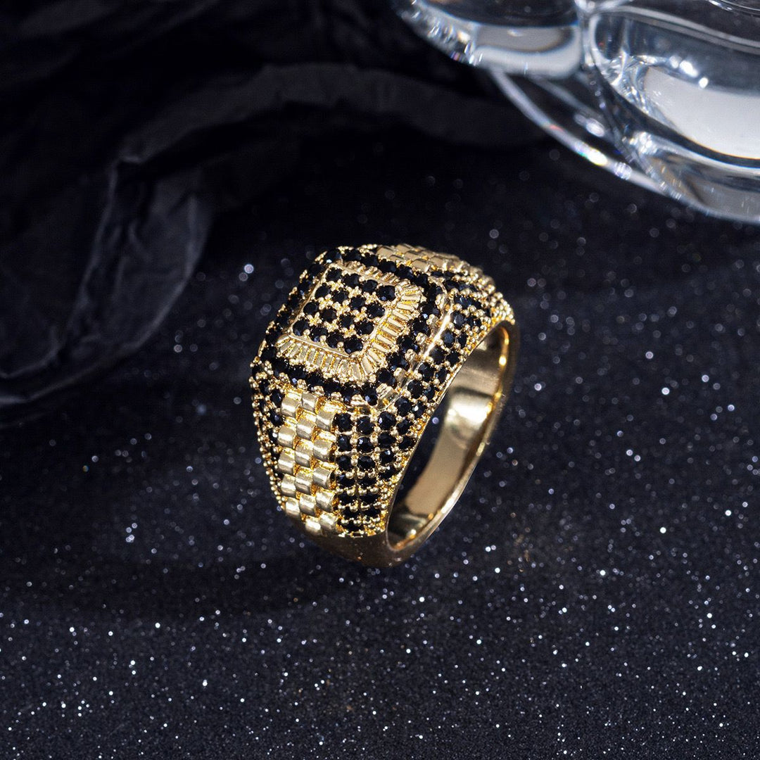 Pavé Watch Band Hip Hop Ring (Luxury Street Edgy Band)