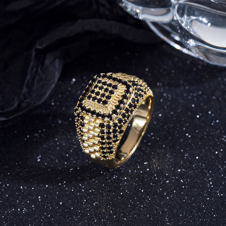Pavé Watch Band Hip Hop Ring (Luxury Street Edgy Band)
