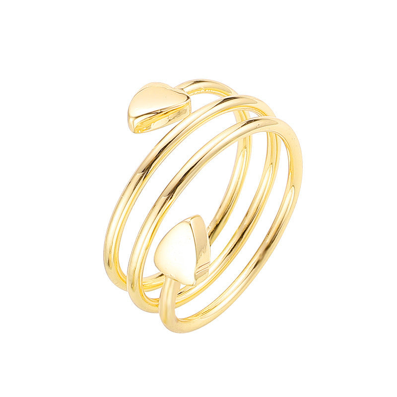 Double Heart Spiral Open Ring Set (Light Luxury Niche Individual Band)