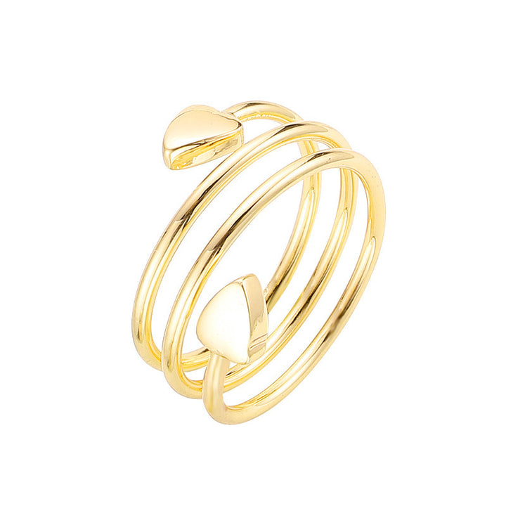 Double Heart Spiral Open Ring Set (Light Luxury Niche Individual Band)