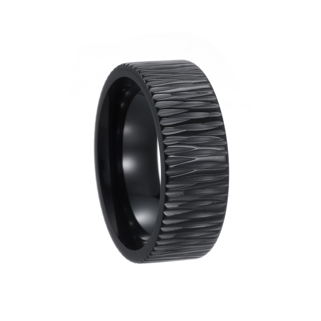 Textured Wide Band Ring (Unisex Titanium Steel Statement Ring)
