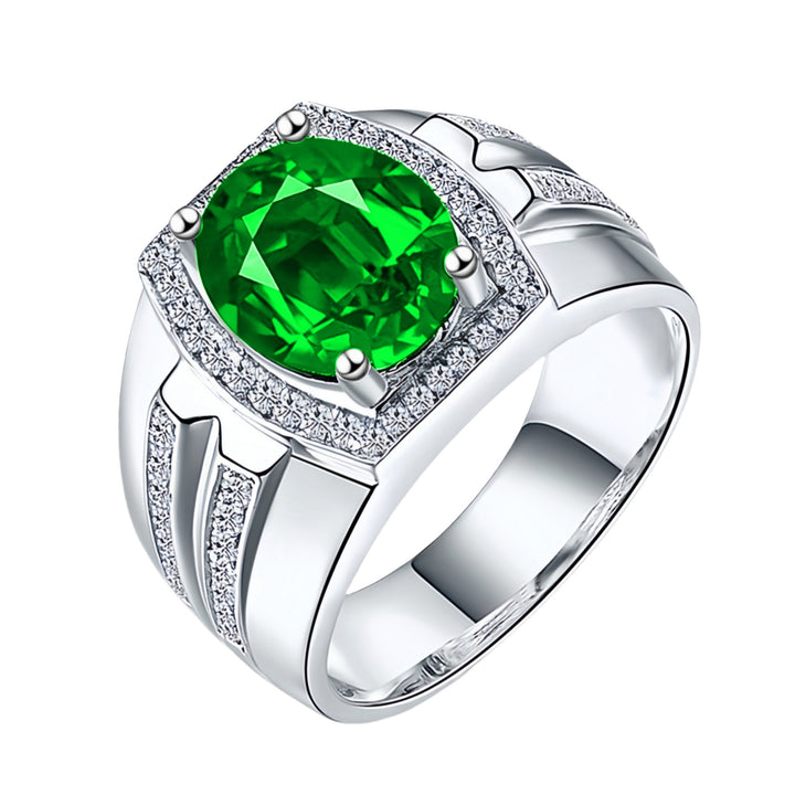 Precious Stone Halo Men's Ring Set (Luxury Business Style Band)