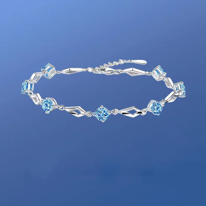 Hollow Rhombus Colored Diamond Bracelet, 3 Colors Adjustable Luxury Women Bangle