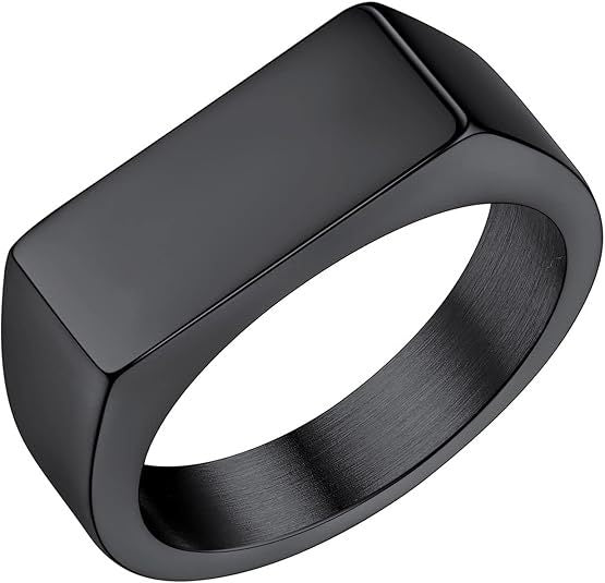S925 Silver Rectangular Blank Signet Ring, Minimalist Geometric Wide Band Men Ring