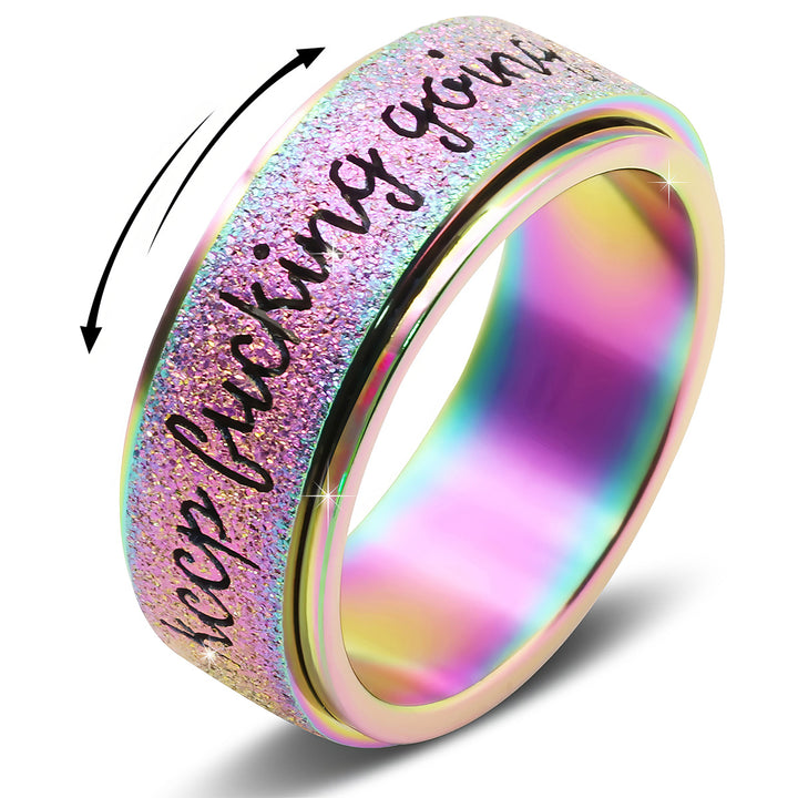 Inspirational Text Frosted Spinner Fidget Ring, 3‑Color Options