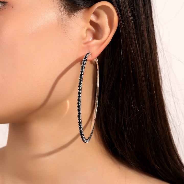 Full Pavé Oversized Hoop Earring Set (Light Luxury Niche Bold Earrings)