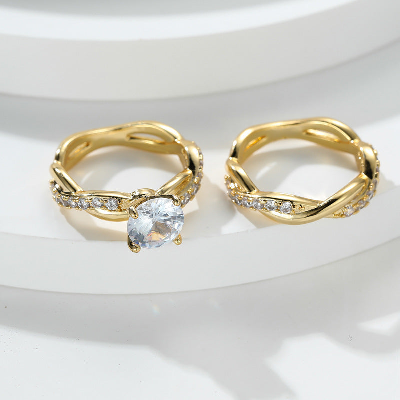 Intertwined Stackable Diamond Ring Set (Luxury Romantic Wedding Ring Style)