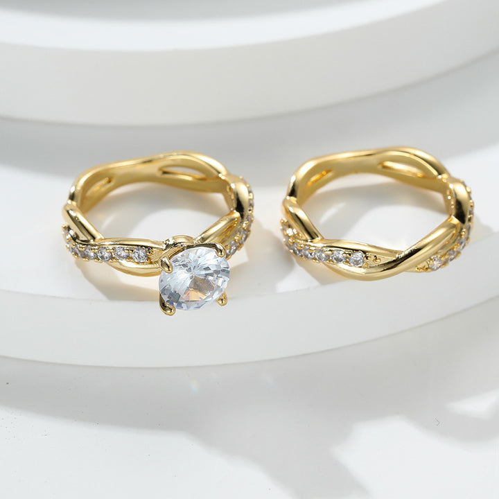 Intertwined Stackable Diamond Ring Set (Luxury Romantic Wedding Ring Style)