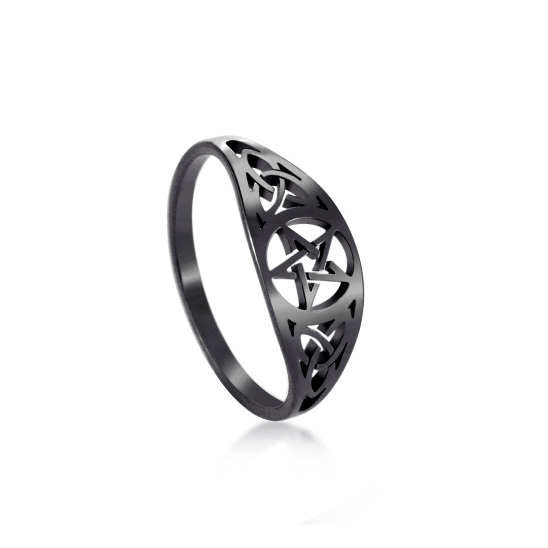 Cutout Pentagram Celtic Knot Ring (Dark Niche Personalized Style)
