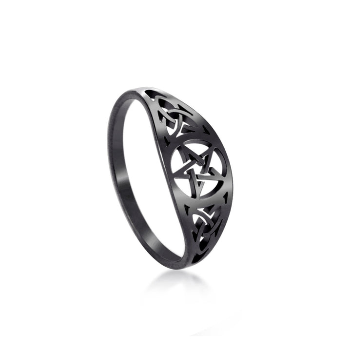 Cutout Pentagram Celtic Knot Ring (Dark Niche Personalized Style)