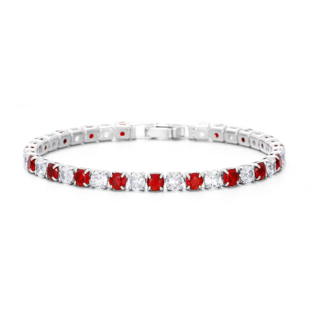 Square Cut Diamond Tennis Bracelet, Multi-Color Square Diamond Luxury Stackable Wrist Jewelry
