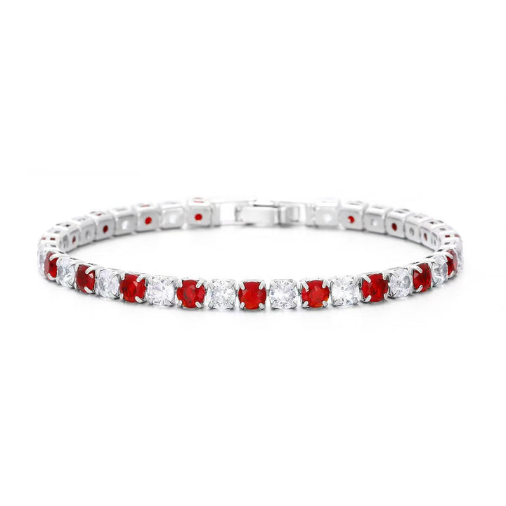Square Cut Diamond Tennis Bracelet, Multi-Color Square Diamond Luxury Stackable Wrist Jewelry
